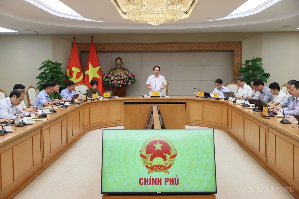 Member of the Party Central Committee, Deputy Prime Minister Le Tien Chau chairs a meeting with the Ministry of Education and Training on digital transformation work. Photo: VGP