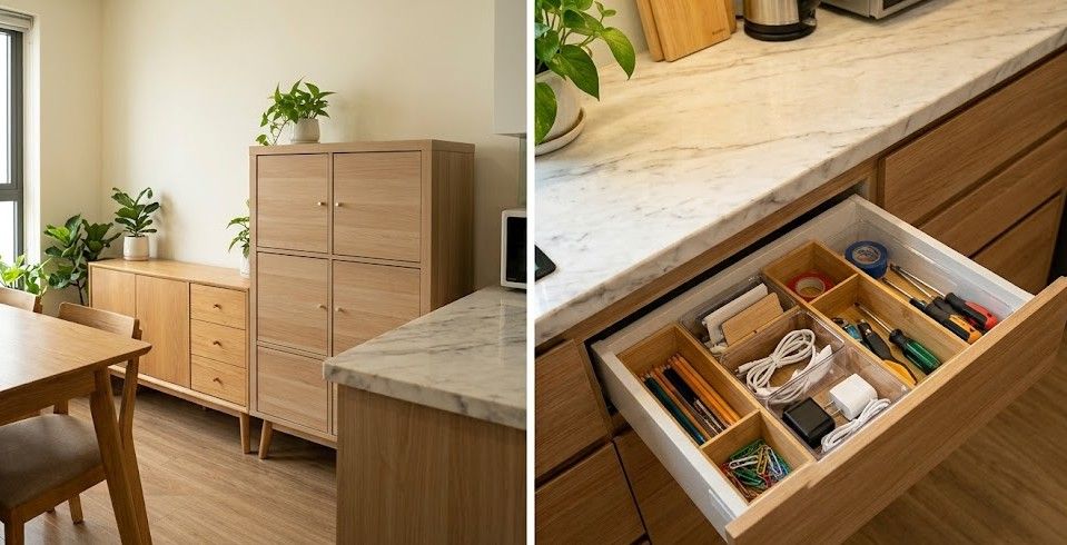 A neat living space not only helps optimize living space. Photo created by AI