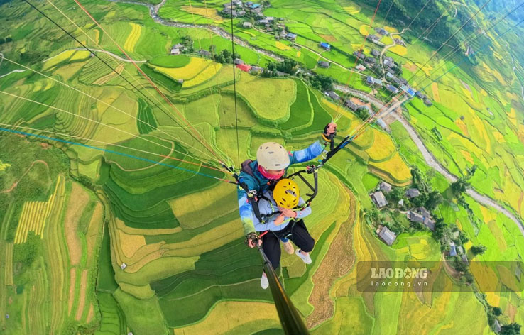 Festival dù lượn “Bay trên mùa vàng Tú Lệ” trở lại với nhiều trải nghiệm hấp dẫn. Ảnh: An Vi
