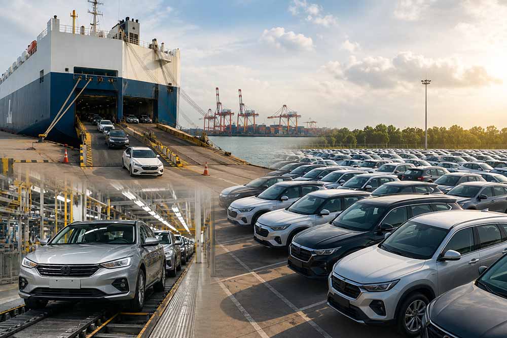 Completely built-up imported cars are growing faster than domestically assembled cars in the Vietnamese auto market. Graphics: Thanh Vu / Created by AI