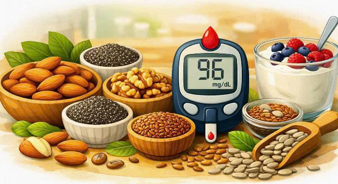 Nuts help stabilize blood sugar and support health for people with diabetes. Graphics: AI