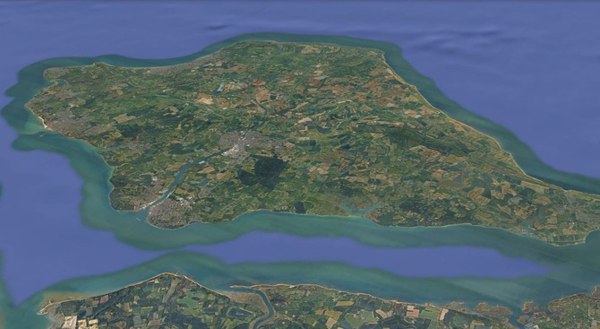 Map data helps the UK track terrain changes and the impact of climate change. In the photo, Wight Island (off the south coast of England) seen from satellite. Photo: Google Earth