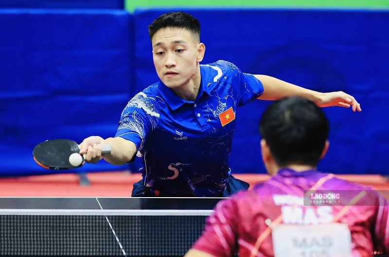 Table tennis player Nguyen Anh Tu of the Hanoi men's team. Photo: Minh Dan