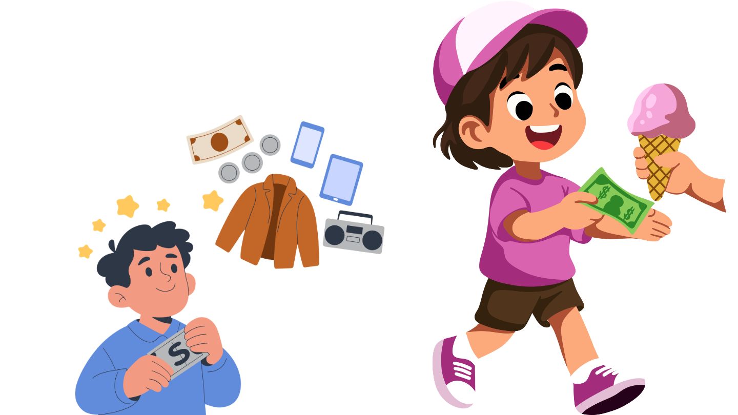 According to some financial education guidelines for children, around 5-7 years old is a suitable time for parents to start letting their children get acquainted with pocket money. Graphic photo: Huong Son/ Use of AI