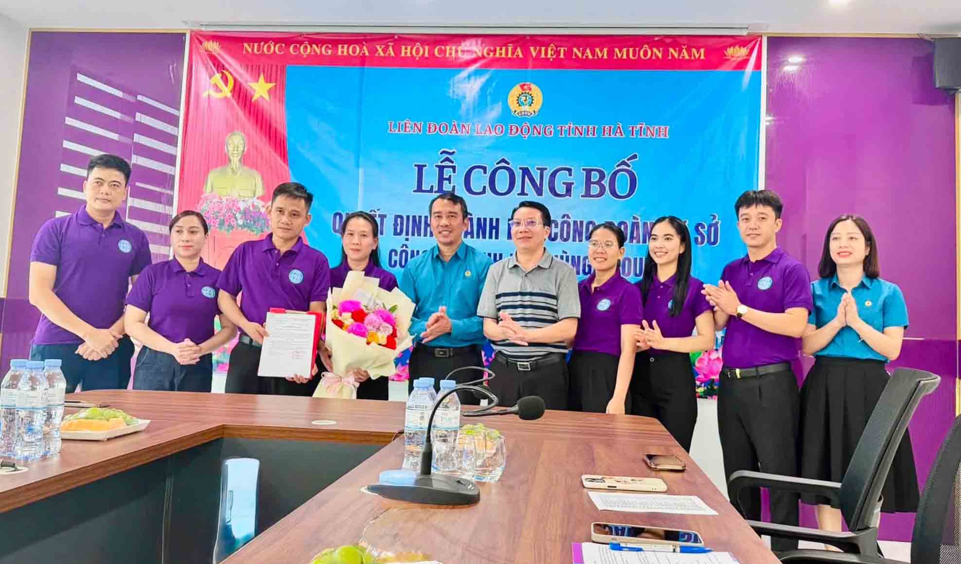 Thành lập Công đoàn cơ sở Công ty TNHH Mai Hùng Group. Ảnh: Công đoàn Hà Tĩnh