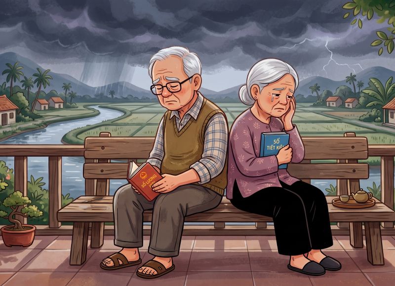 What makes many couples argue the most fiercely when divorcing in old age is whether the pension or savings book is only in one person's name. Photo: AI