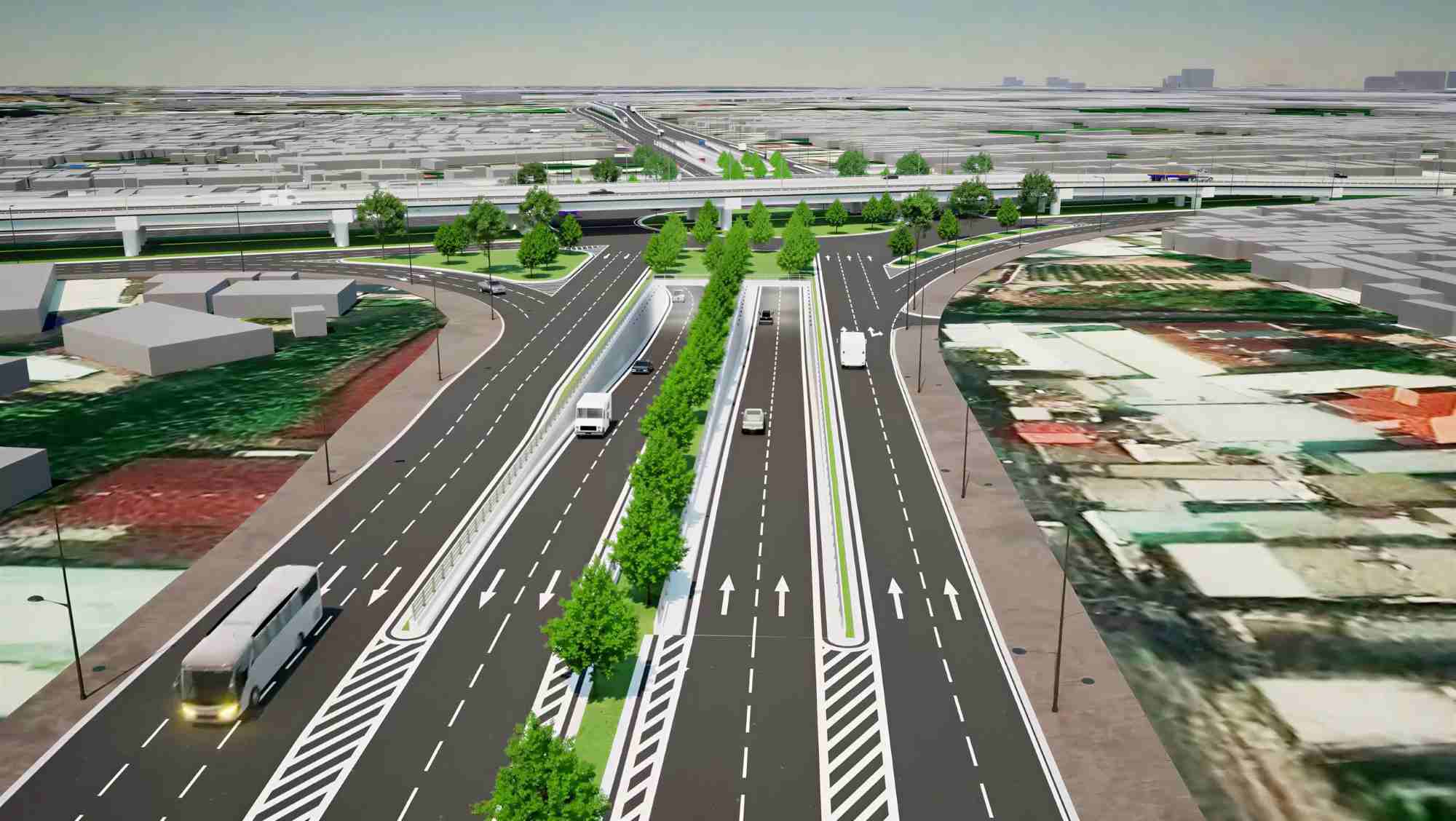 Perspective of the Binh Loi intersection underpass under the National Highway 13 expansion project. Photo: Ho Chi Minh City Department of Construction