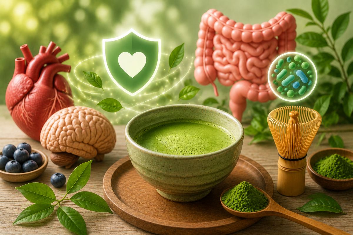 Adding matcha to the diet brings anti-inflammatory benefits to the body. Photo created by AI
