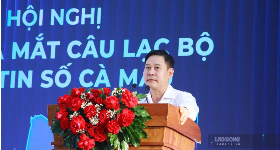Đại tá Lê Mạnh Hùng, Phó Giám đốc Công an tỉnh Cà Mau phát biểu tại hội nghị.Ảnh: Nhật Hồ.