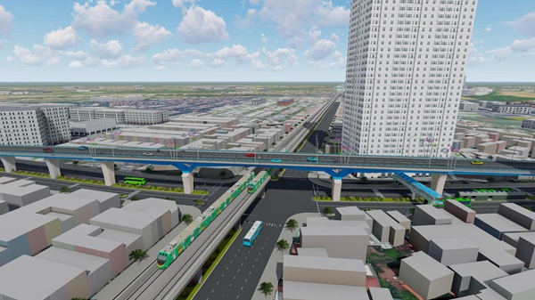 Image of the 825 billion VND overpass with the shape of "Ha Dong silk strip". Graphic photo provided by Project Management Board
