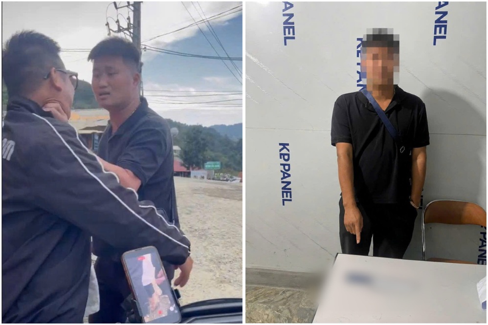  Đối tượng L.C.H đe doạ người khác bằng dao và được Công an xã Tà Xùa, tỉnh Sơn La triệu tập làm rõ. Ảnh: Công an xã Tà Xùa