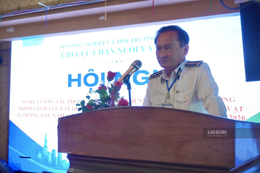 Ông Trần Phú Cường, Chi cục trưởng, Chi cục Chăn nuôi và Thú y TPHCM phát biểu tại Hội nghị. Ảnh: Như Quỳnh