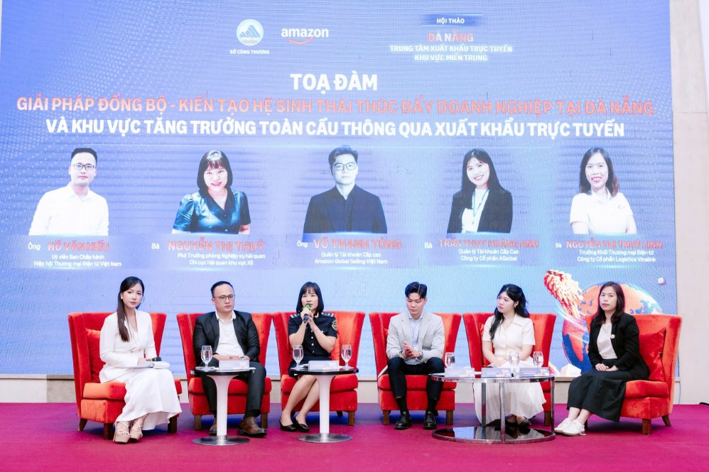 Tọa đàm chuyên sâu - Bàn về chiến lược xây dựng nền tảng thúc đẩy tăng trưởng cho doanh nghiệp khu vực miền Trung thông qua xuất khẩu hương mại điện tử. Ảnh: Amazon Global Selling