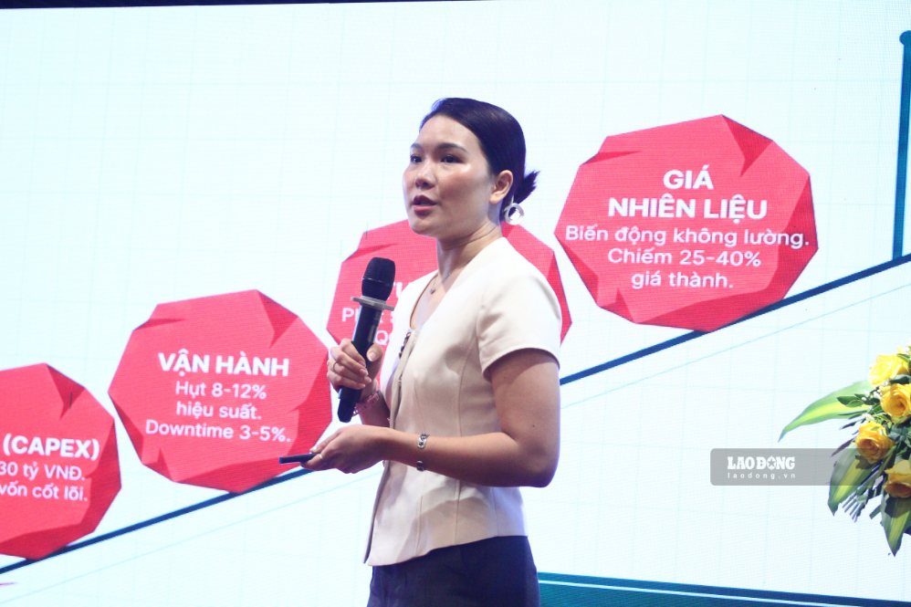 Bà Nguyễn Hoài Trâm, Giám đốc Vận hành Công ty CP Năng lượng Hoàng Đạo (HDE) đã giới thiệu mô hình kinh doanh ESCO. Ảnh: Thanh Huyền