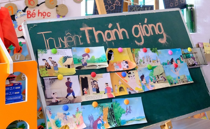 Hình sản phẩm trẻ sắp xếp lại câu chuyện - Hình chụp tại trường Mầm Non Lũng Thầu, tỉnh Tuyên Quang. Ảnh: VVOB