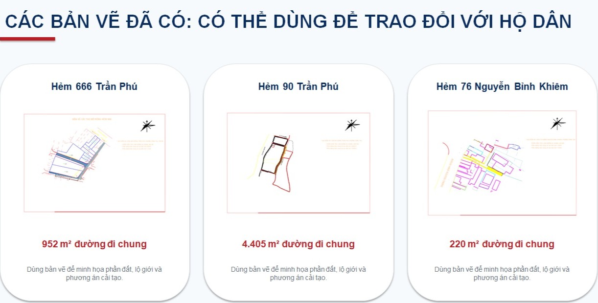 Diện tích cần thiết để mở rộng 3 tuyến hẻm tại Vũng Tàu. Ảnh: UBND phường Vũng Tàu