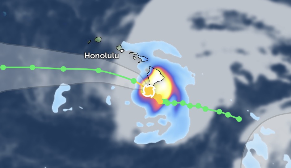 Typhoon Lala forecast to cause heavy rain in Hawaii throughout the weekend. Photo: Zoom Earth