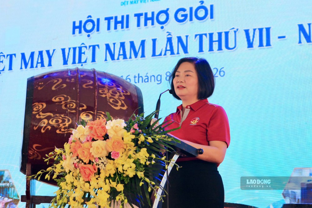 Bà Phạm Thị Thanh Tâm - Chủ tịch Công đoàn Dệt may Việt Nam, Trưởng Ban Tổ chức hội thi. Ảnh: Quỳnh Chi