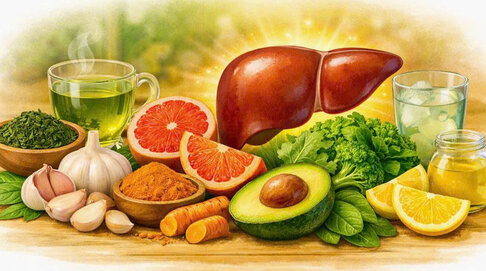 Many foods can help effectively detoxify the liver, improve health and protect the liver. Graphics: AI