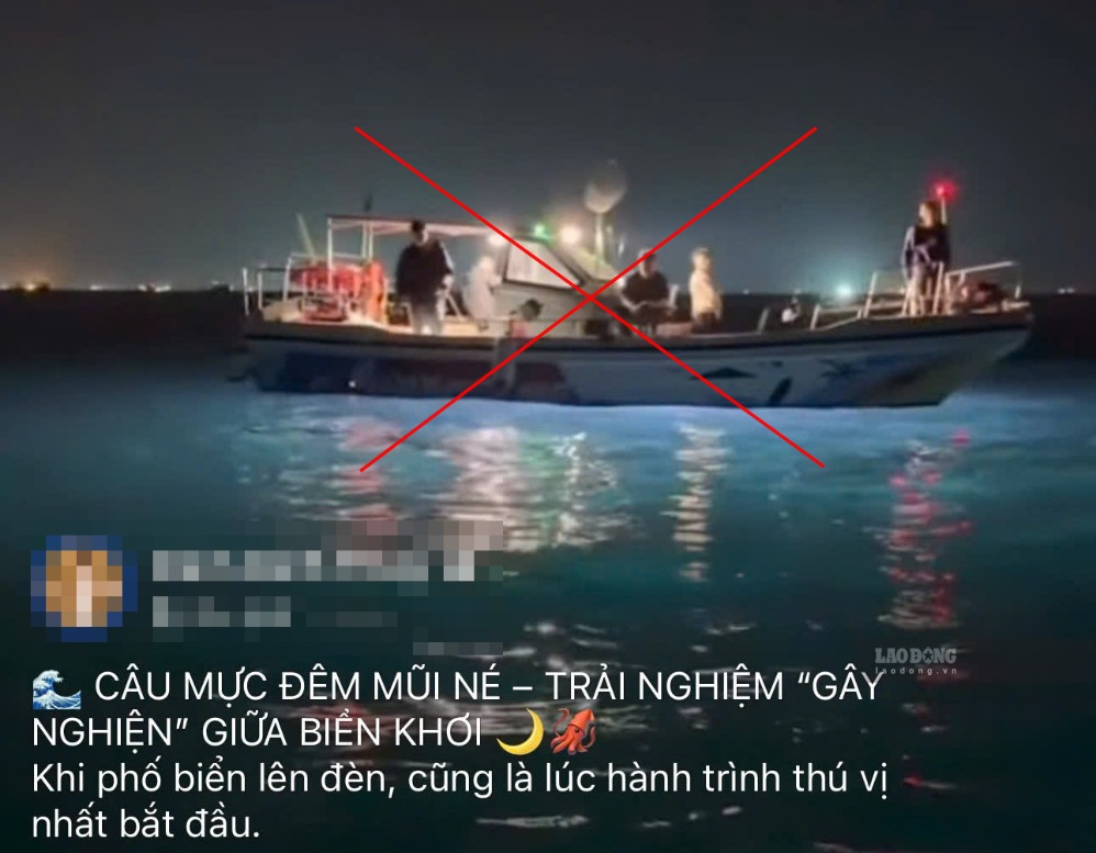 Spontaneous "night squid fishing" tours, with unclear safety conditions advertised online, hide many hidden dangers and unsafe risks. Photo: Duy Tuan