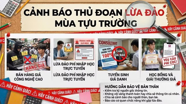 Công an cảnh báo chiêu trò lừa đảo trực tuyến mùa tựu trường. Ảnh: Công an Hà Nội