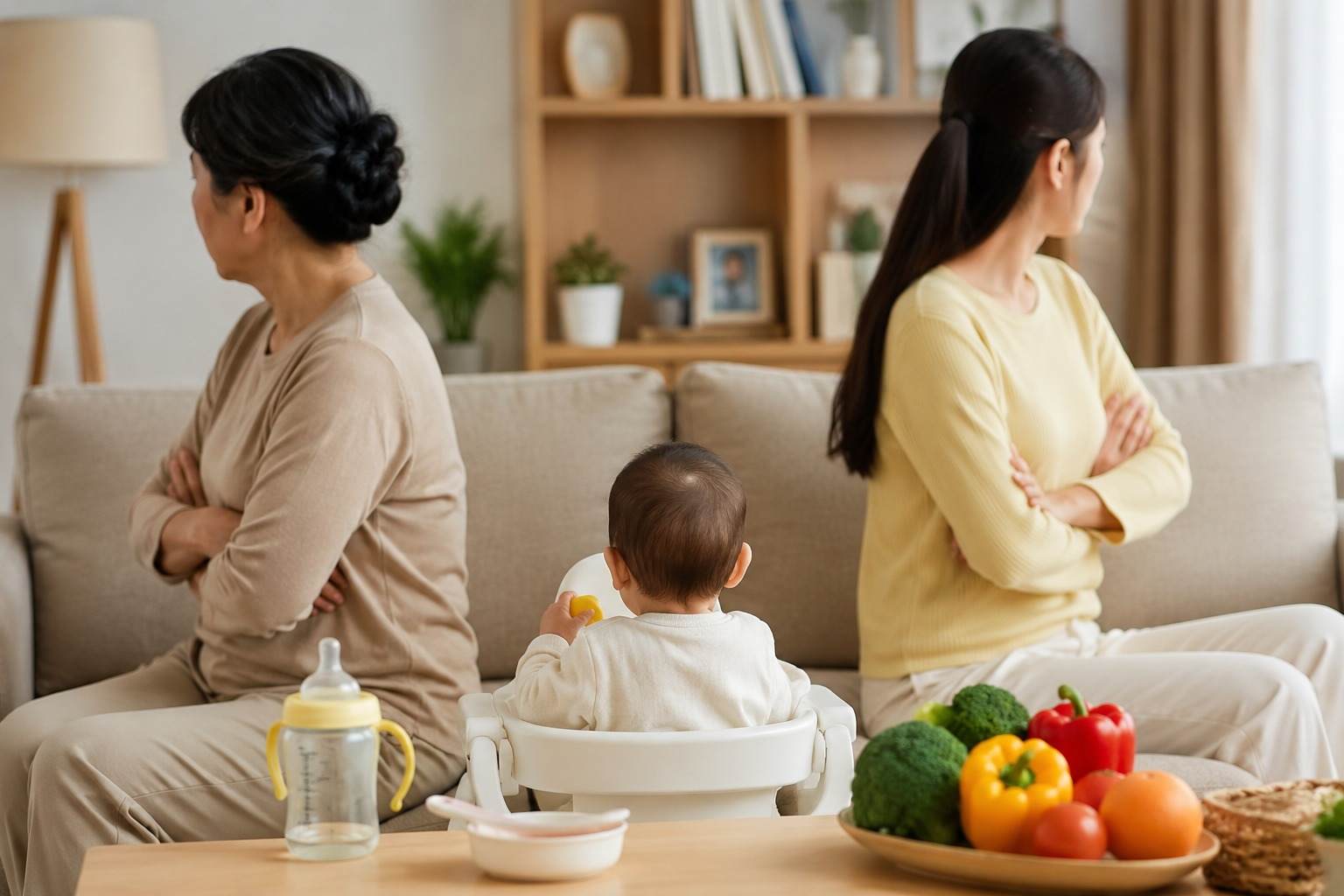Conflicts in taking care of children and grandchildren are common problems of mothers-in-law and daughters-in-law of Gen Z. Illustrative image by AI