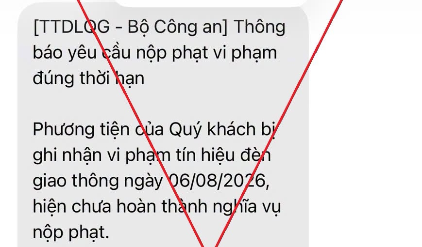 A fake text message content. Photo: Traffic Police Department