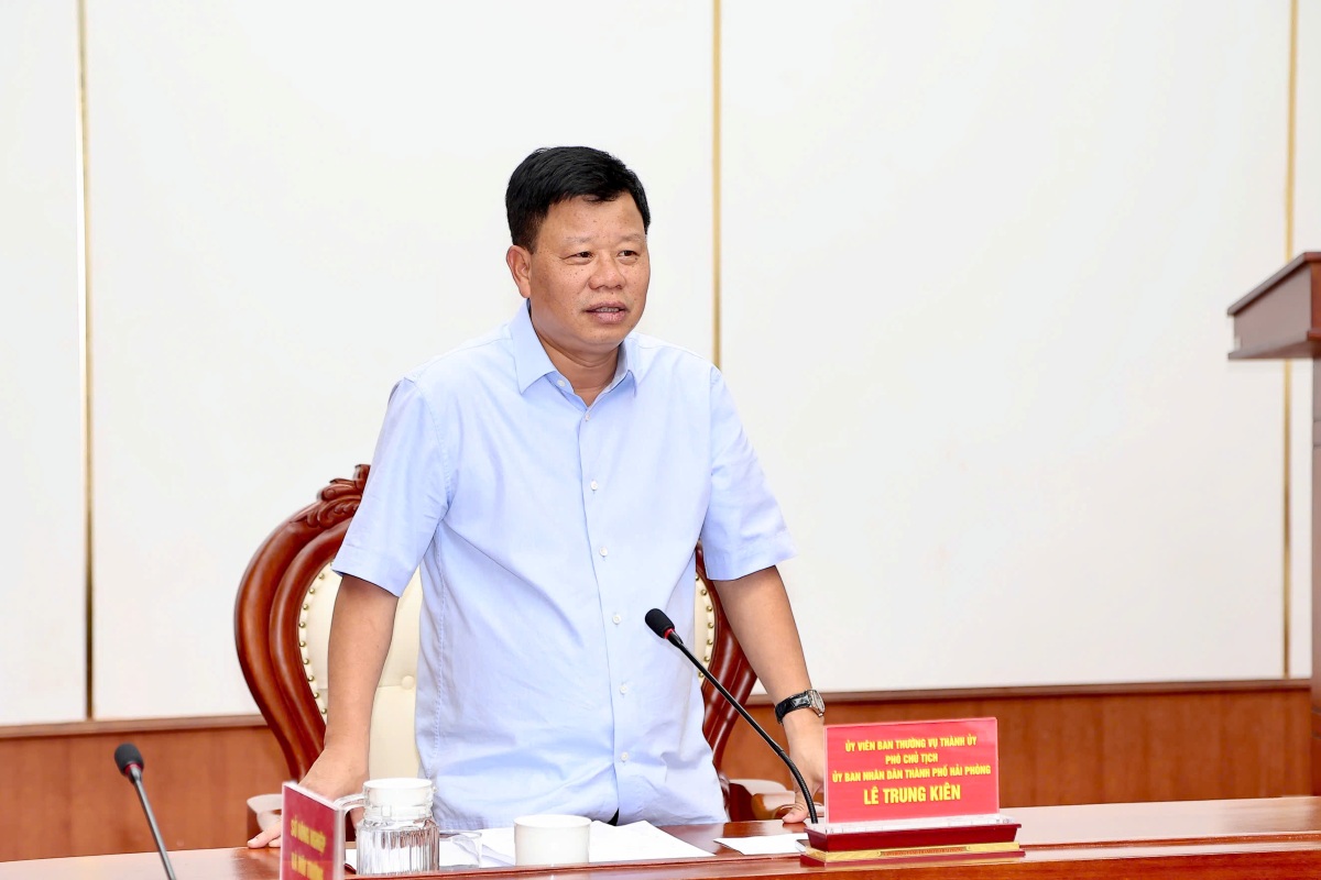 Phó Chủ tịch UBND thành phố Lê Trung Kiên phát biểu chỉ đạo. Ảnh: Cổng TTĐT Hải Phòng