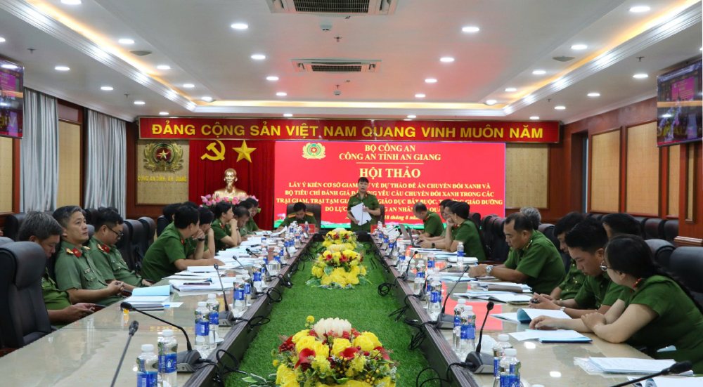 Working session, concluding the survey results of temporary detention, temporary custody and criminal judgment enforcement in An Giang. Photo: Tien Dung/An Giang Police