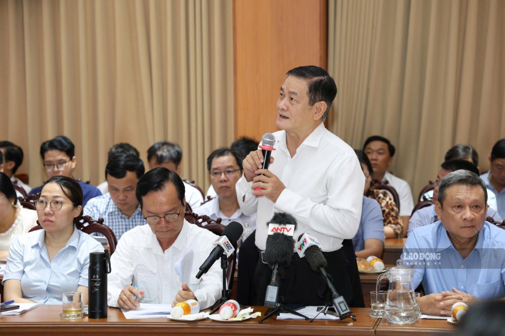 TSKH.KTS Ngô Viết Nam Sơn góp ý tại hội nghị phản biện xã hội đối với dự thảo quy hoạch tổng thể TPHCM thời kỳ 2025-2050, tầm nhìn 100 năm. Ảnh: Minh Tâm