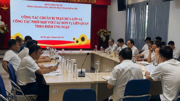 Sở Xây dựng Hà Nội triển khai kịch bản cao nhất ứng phó với mưa lớn, yêu cầu các đơn vị duy trì 100% quân số ứng trực trước, trong và sau mưa. Ảnh: Sở Xây dựng Hà Nội