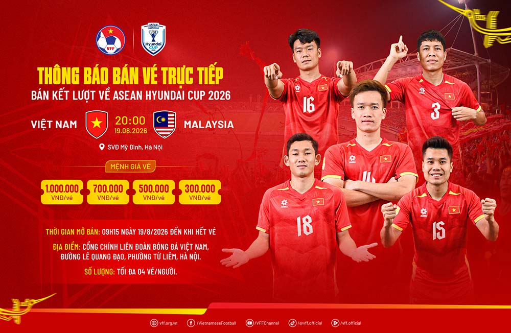 Fans can buy direct tickets for the second leg semi-final match between Vietnam and Malaysia from the morning of August 19. Photo: VFF