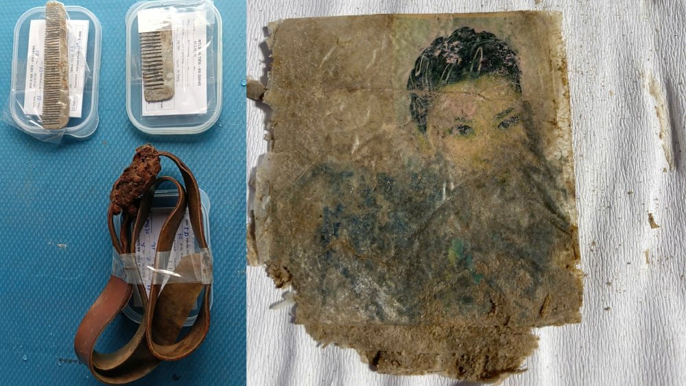 Artifacts discovered when taking martyr remains samples for DNA testing in Ha Tien. Photo: Phuong Vu/An Giang Military Command