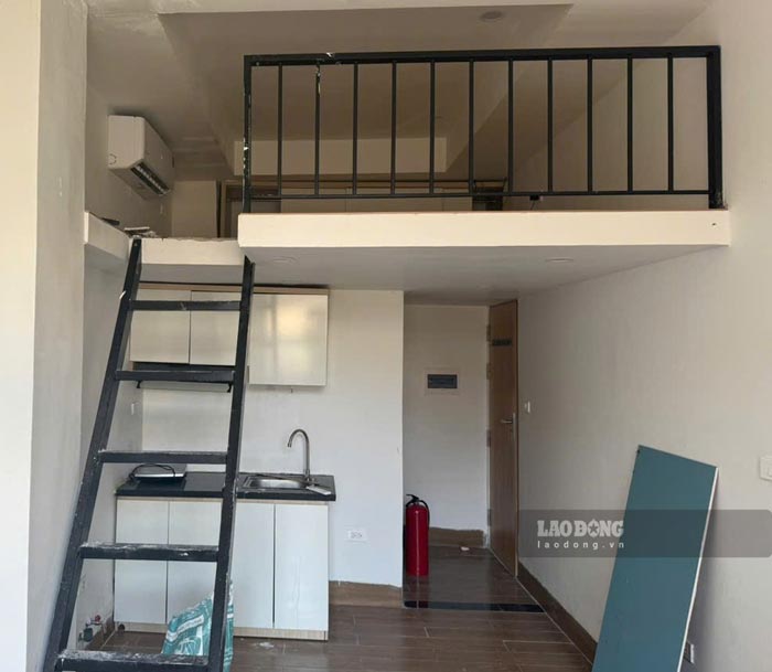The mini apartment in the Trung Kinh street area (Yen Hoa ward, Hanoi City) is rented out at a price of 5.7 million VND/month, excluding service fees. Photo: Song Anh