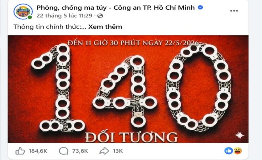 Thông tin trên fanpage Phòng, chống ma túy của Công an TPHCM thu hút lượt tương tác lớn. Ảnh: Công an TPHCM