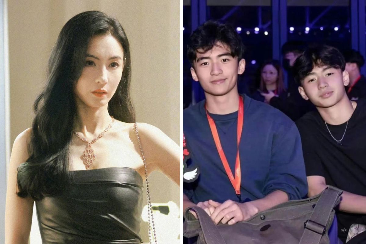 Cecilia Cheung and 2 older sons Lucas, Quintus. Photo: Xinhua