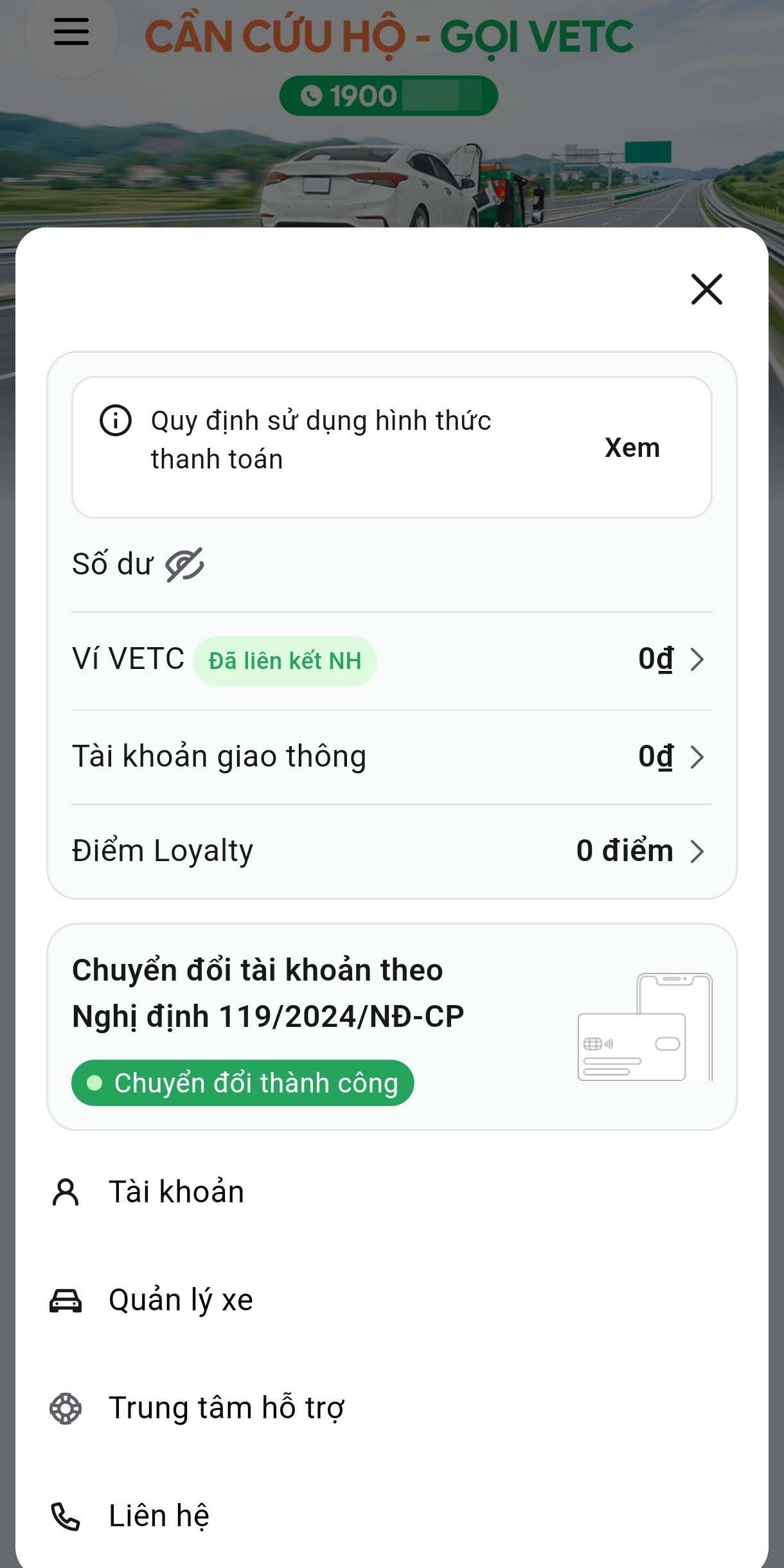 Khách hàng rút tiền khỏi ví VETC. Ảnh: Chụp màn hình
