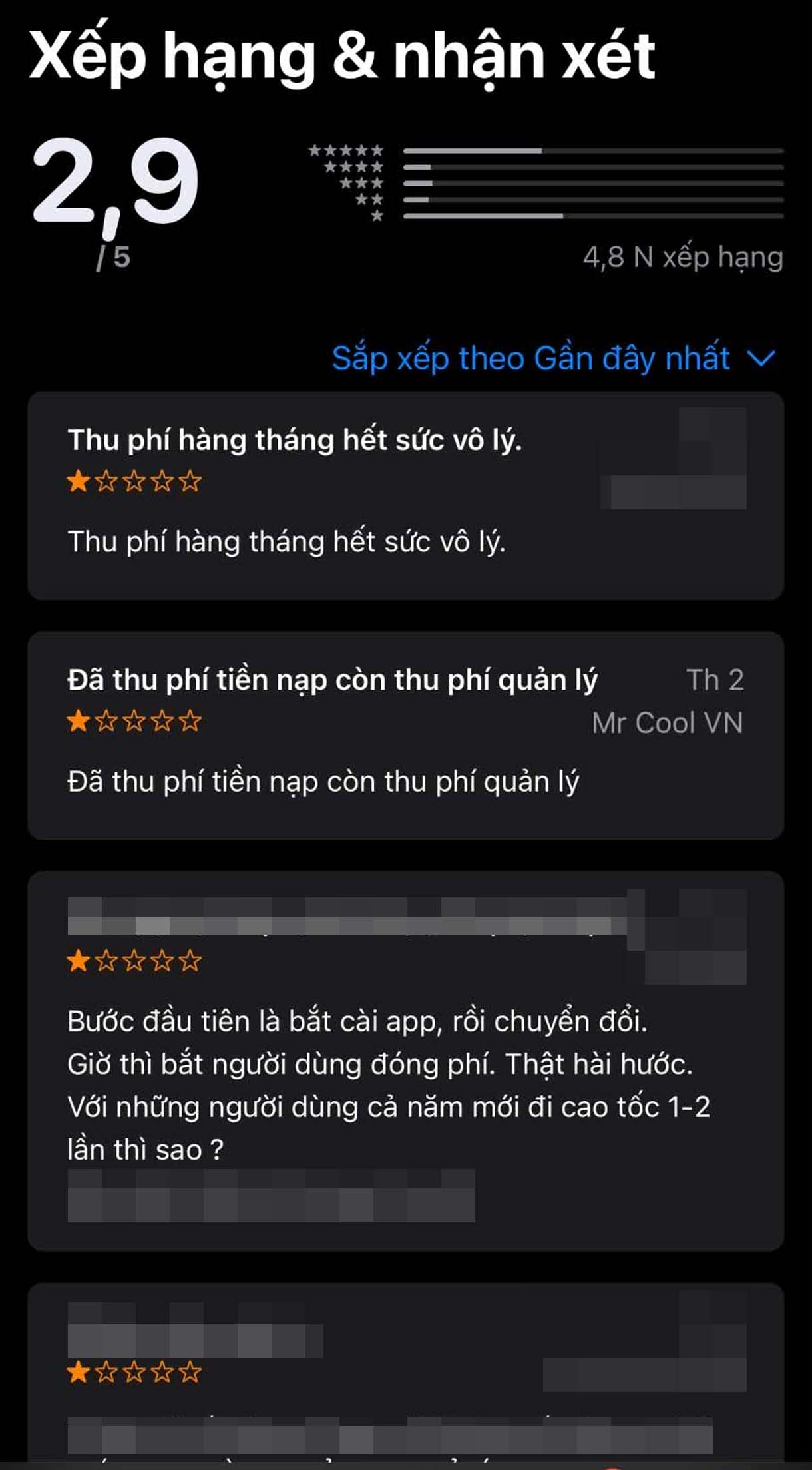 Ứng dụng VETC bị đánh giá 1 sao. Ảnh: Tùng Giang