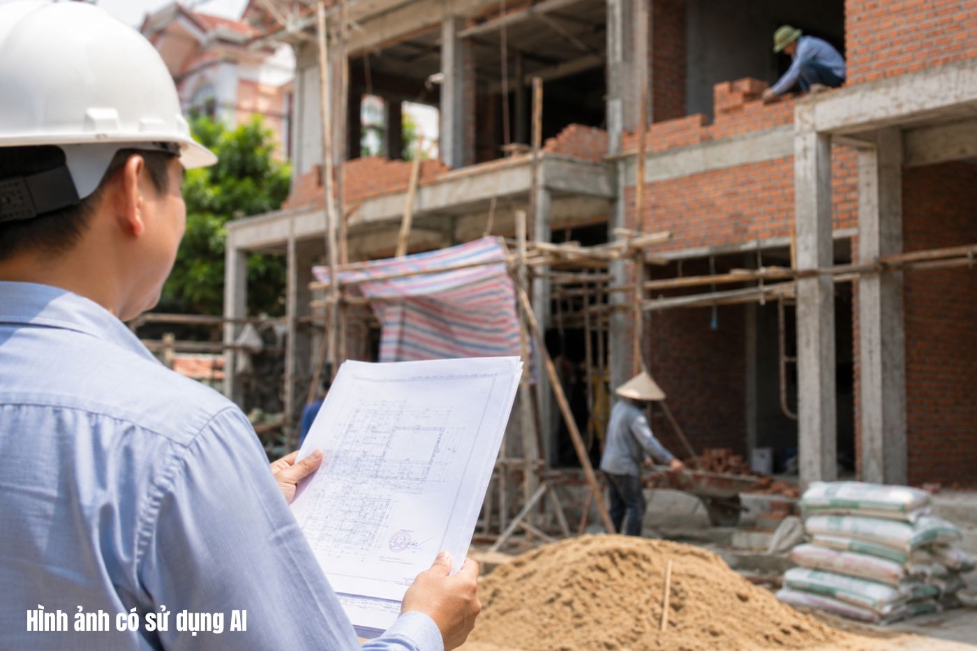 Le ministère de la Construction précise que l'école est exemptée de permis de construire lors de la construction de maisons de niveau 4. Photo: Image utilisant l'IA