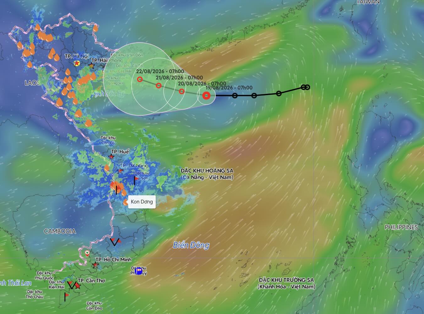 Update on the location and path of the tropical depression at 8:00 AM on the 19th. 8. Source: Vietnam Disaster Monitoring System