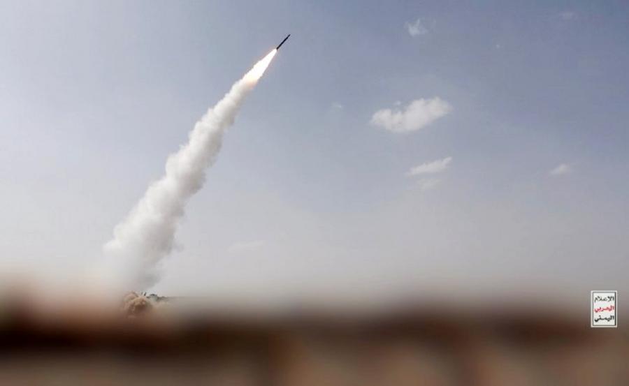 Houthi missiles are believed to have been launched towards the city of Mocha, Yemen. Photo: Xinhua