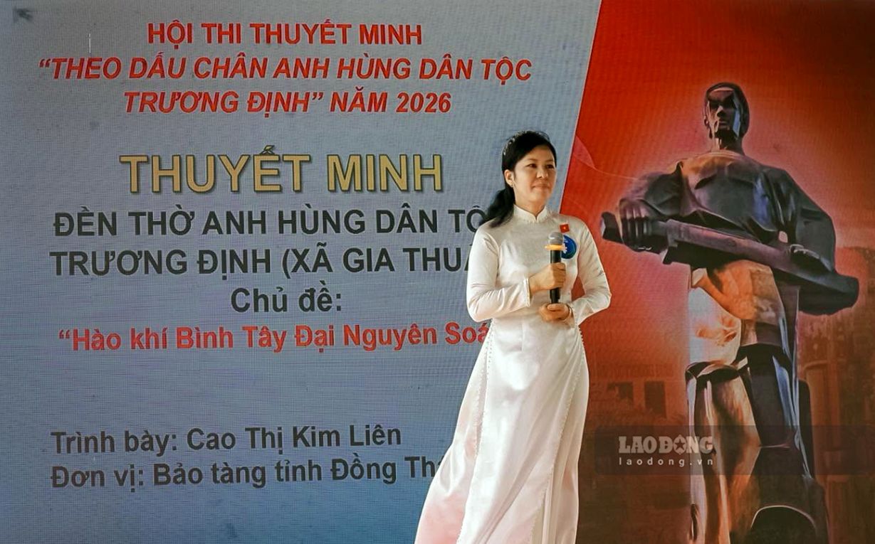 Tiết mục trong Hội thi Theo dấu chân Anh hùng dân tộc Trương Định năm 2026. Ảnh: Ban tổ chức