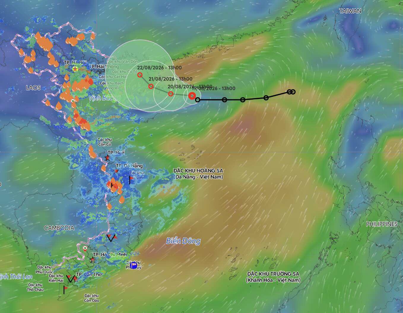 Update on the location and path of the tropical depression at 2:00 PM on the 19th. 8. Source: Vietnam Disaster Monitoring System