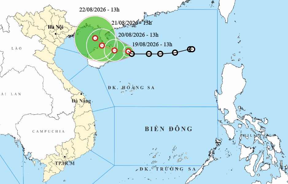 Update on the location of the tropical depression in the East Sea. Photo: National Center for Hydro-Meteorological Forecasting