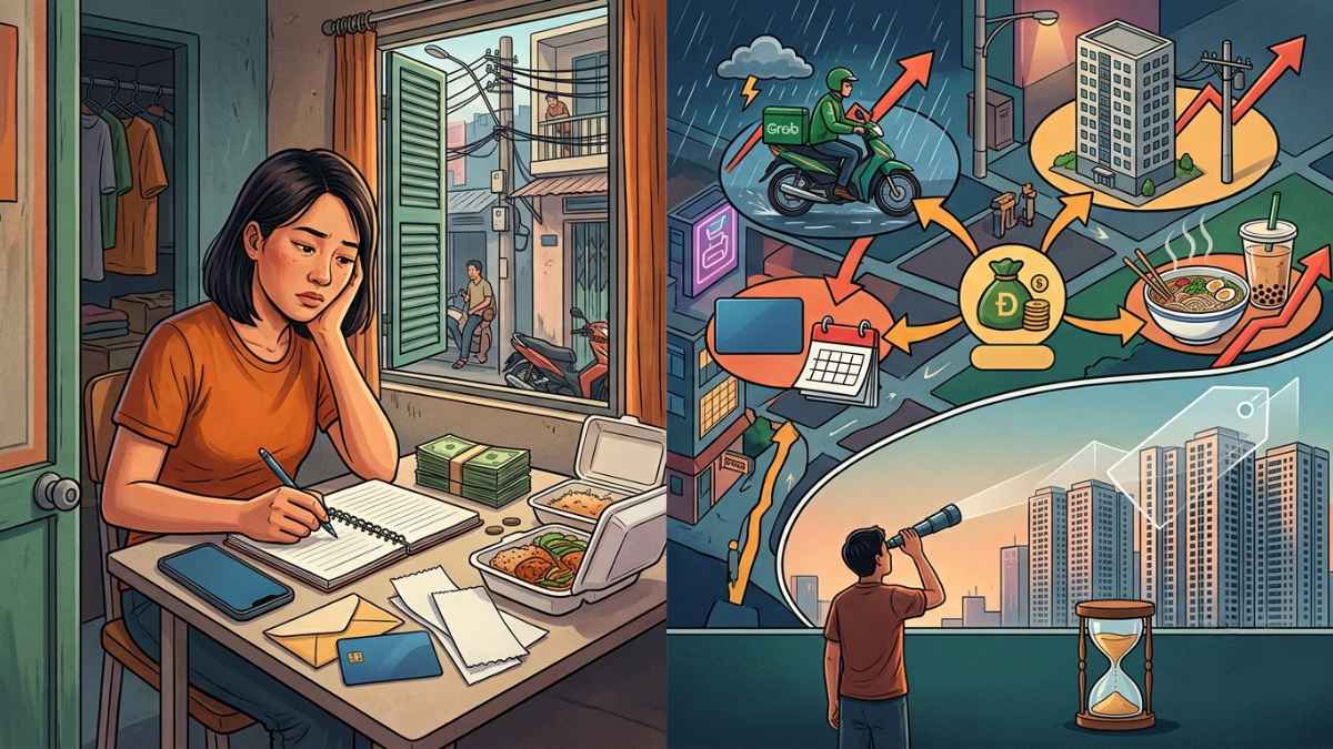 Salaries increase, but many young people still find it difficult to save money after covering monthly expenses. Photo supported by AI