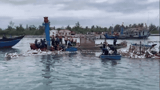Naufrage d'un navire à l'embouchure de la ville de Hué, les pêcheurs subissent de lourdes pertes. Photo: Garde-frontières de la ville de Hué