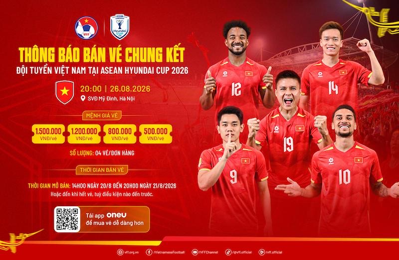 VFF announces ticket sales for the ASEAN Cup 2026 final match between Vietnam and Thailand. Photo: VFF