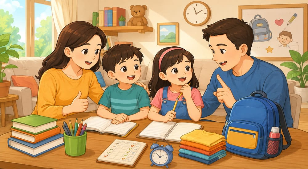 Parents should prepare their children psychologically before starting the new school year. Photo: AI