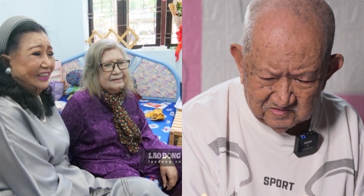 Artist Dieu Hien (purple shirt) and Mac Can (right) living in Thi Nghe Nursing Home. Photo: Dong Du.