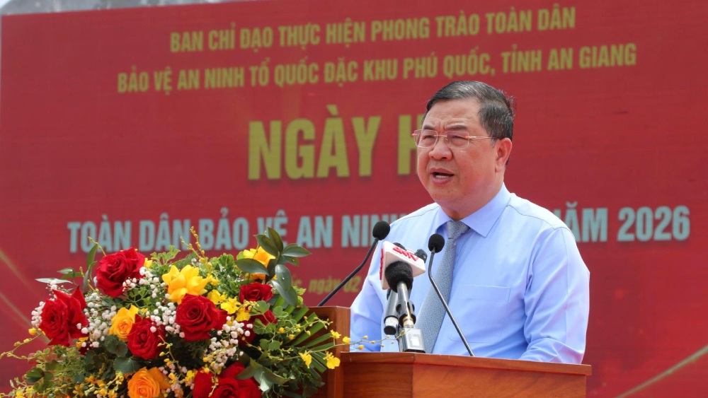 Ủy viên Bộ Chính trị, Phó Thủ tướng Thường trực Chính phủ Phạm Gia Túc phát biểu chỉ đạo. Ảnh: Tiến Dũng/ Công an An Giang